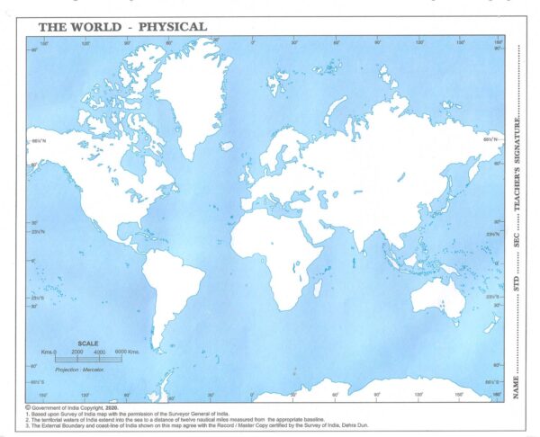 World Physical Map for Project Work