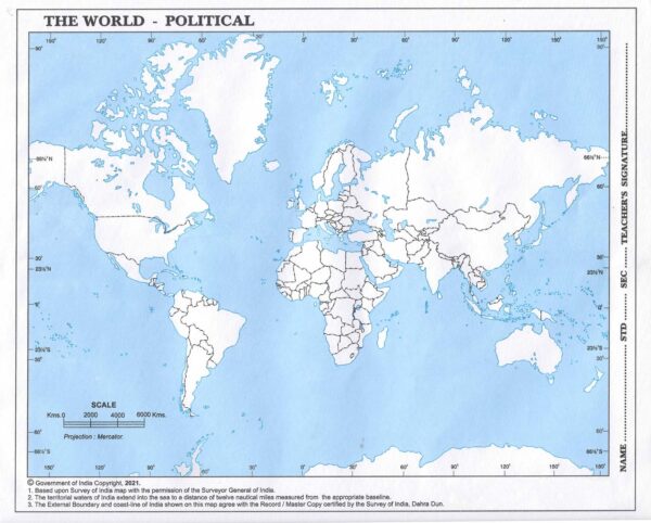 World Political Outline map for Project Work