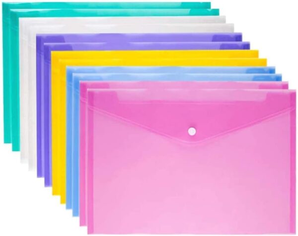 Colorful A4 Letter Size Waterproof Poly Envelope Folders with Snap Button