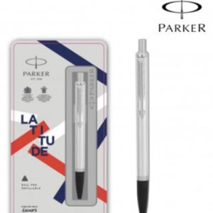 Parker Latitude Shiny Stainless Steel Chrome Trim Ball Pen