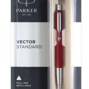 Parker Vector Standard Ball Pen Chrome Trim Red Body Color