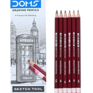 Doms Drawing & Sketching Graphite Pencils - Grade HB, 2B, 4B, 6B, 8B & 10B