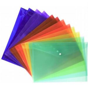 A4-Size Colourful & designer Transparent Envelope File with Snap Button