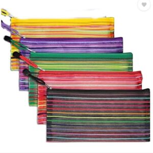 Multicolour Art Polyester Semi Transparent Zipper Pencil Pouch