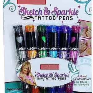 Glitter Tattoo Pens for Kids 6 Colors Washable Tattoo Pens